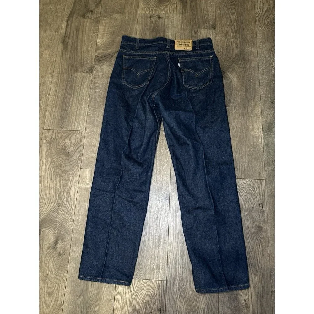 Levis Mens Size 34 X 30 Blue Denim Jeans Straight Fit White Label Pockets